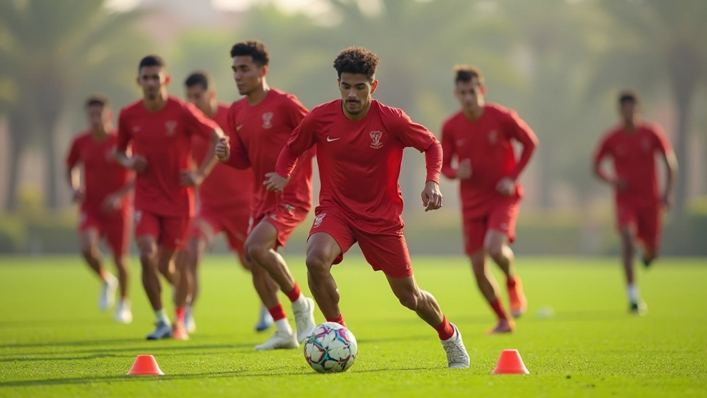 لاعبو كرة قدم يؤدون تمارين اللياقة البدنية المكثفة على الملعب