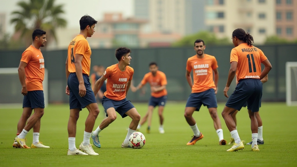 مجموعة من لاعبي كرة القدم يقومون بتمرين تشكيل دفاعي منظم على أرض الملعب