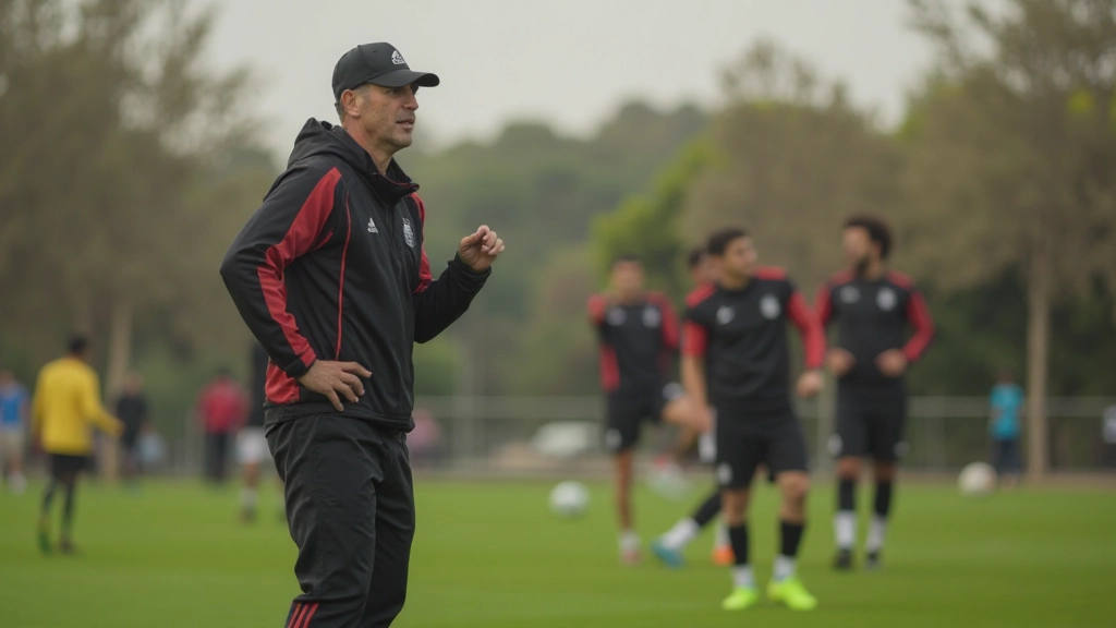 مدرب كرة قدم يعمل مع فريق في تمرين تنسيقي منظم على الملعب